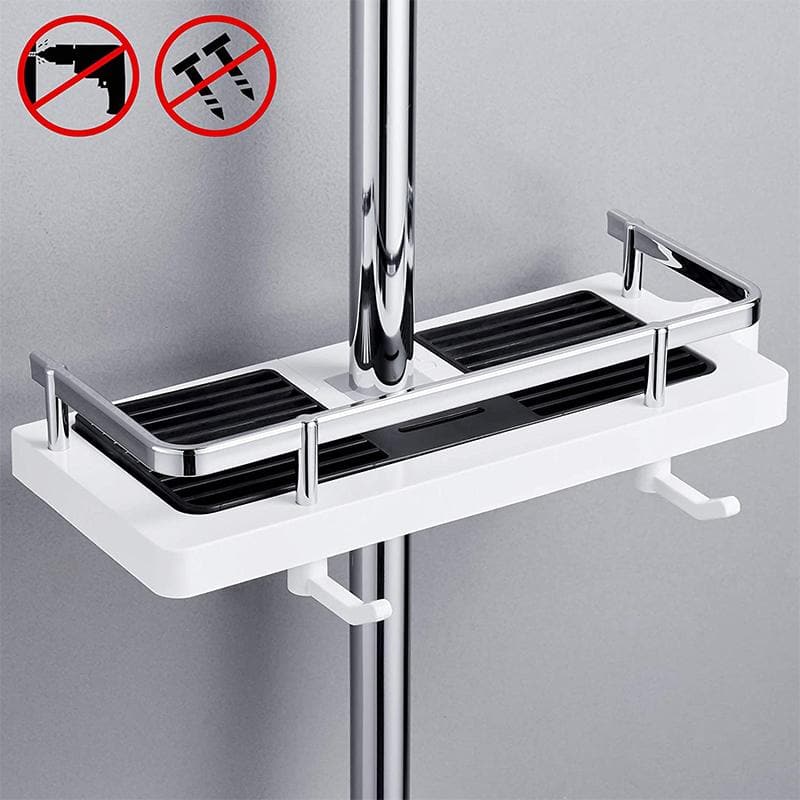 Shower Rod Storage Holder – Corrosion-Resistant & Adjustable Tray