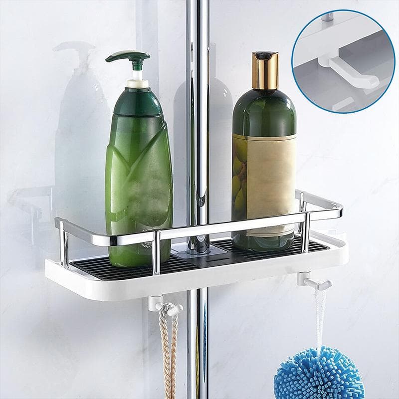 Shower Rod Storage Holder – Corrosion-Resistant & Adjustable Tray