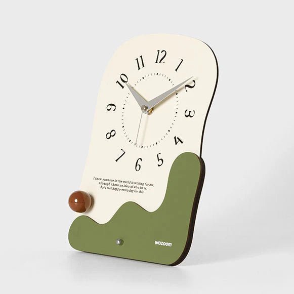 Silent Eco - Friendly Wooden Desk & Wall Clock – Modern 2 - in - 1 Minimalist Design - Lattea Global