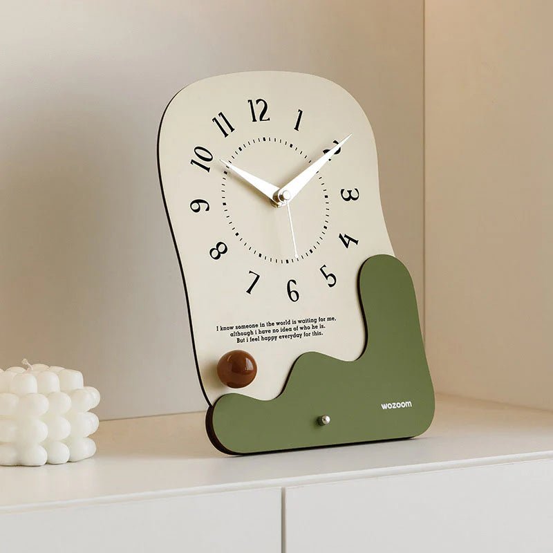 Silent Eco - Friendly Wooden Desk & Wall Clock – Modern 2 - in - 1 Minimalist Design - Lattea Global