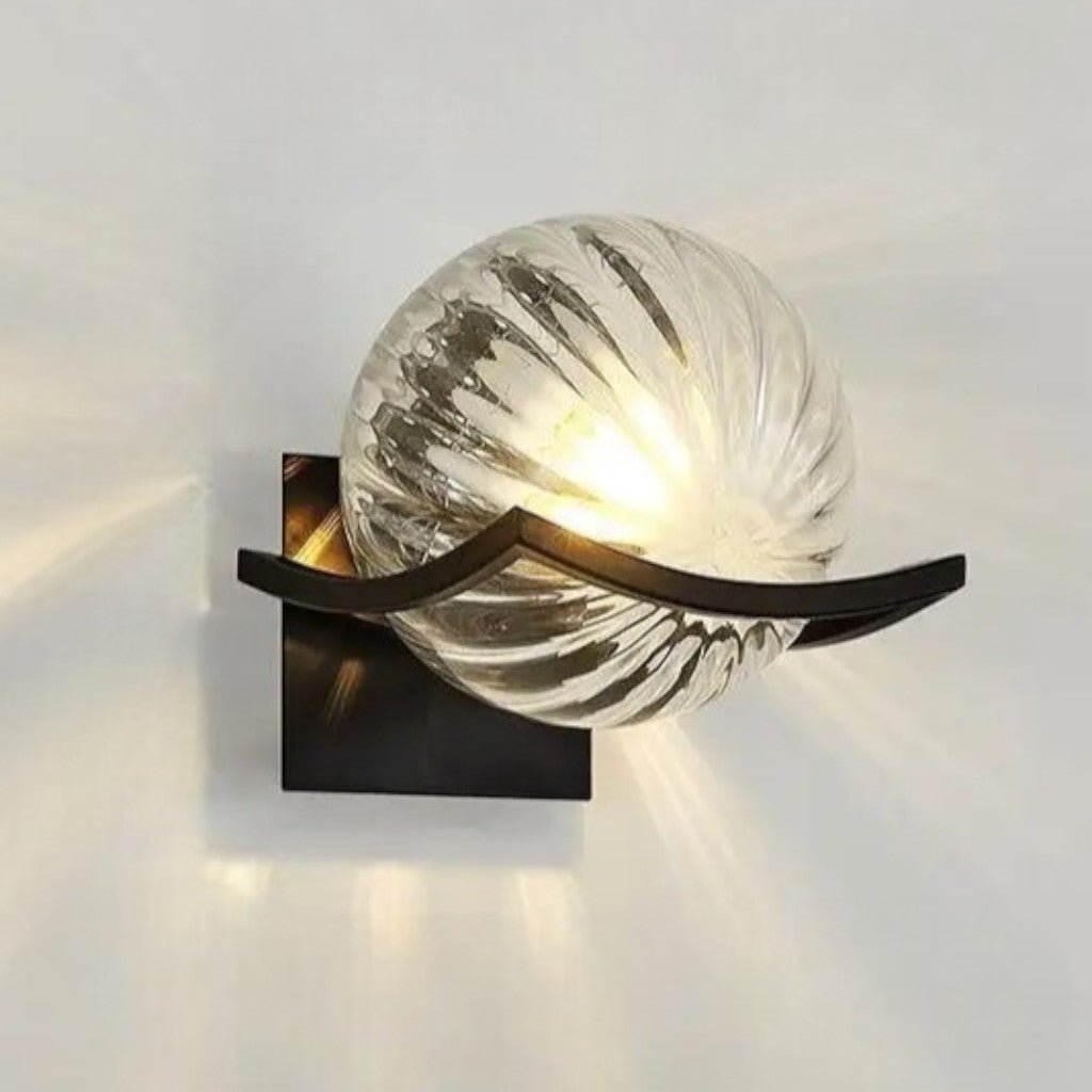 Sirius Glass Globe Wall Sconce with Black Finish - Lattea Global