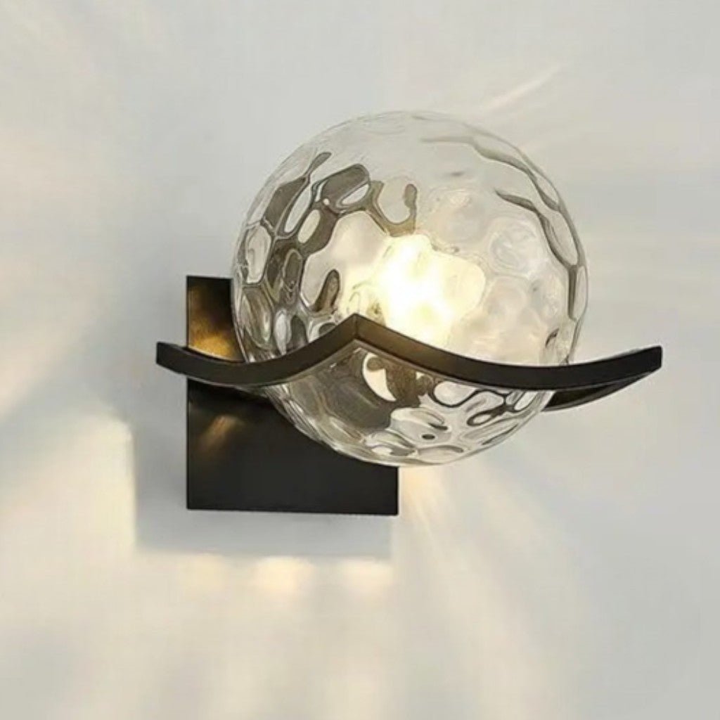 Sirius Glass Globe Wall Sconce with Black Finish - Lattea Global