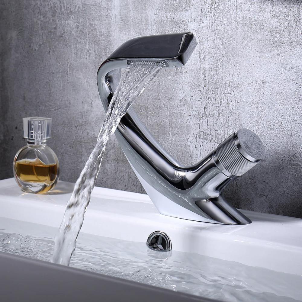 Waterfall Bathroom Sink Faucet with Single Handle