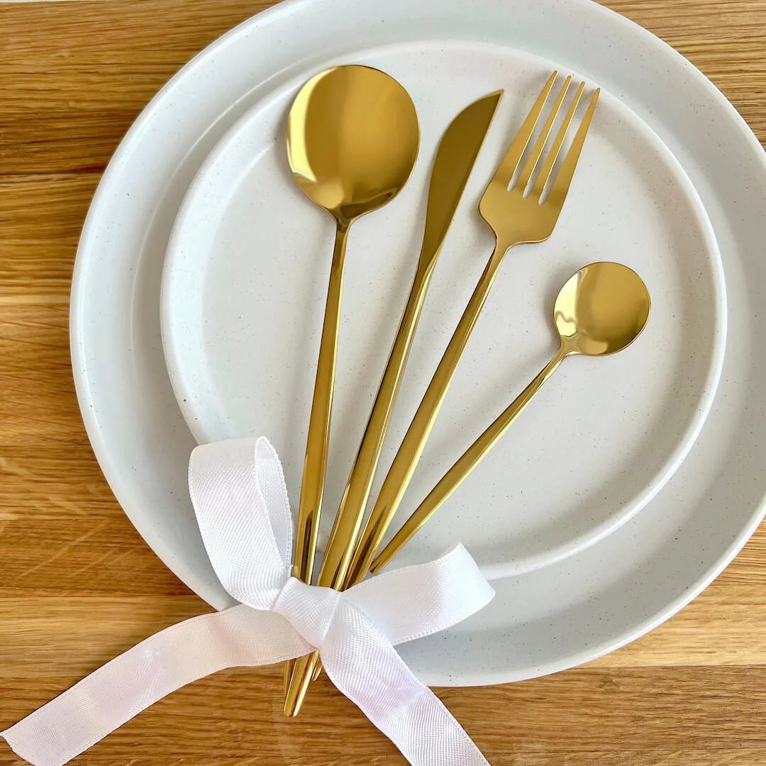 Sleek Golden Flatware 24 pc Set - Lattea Global