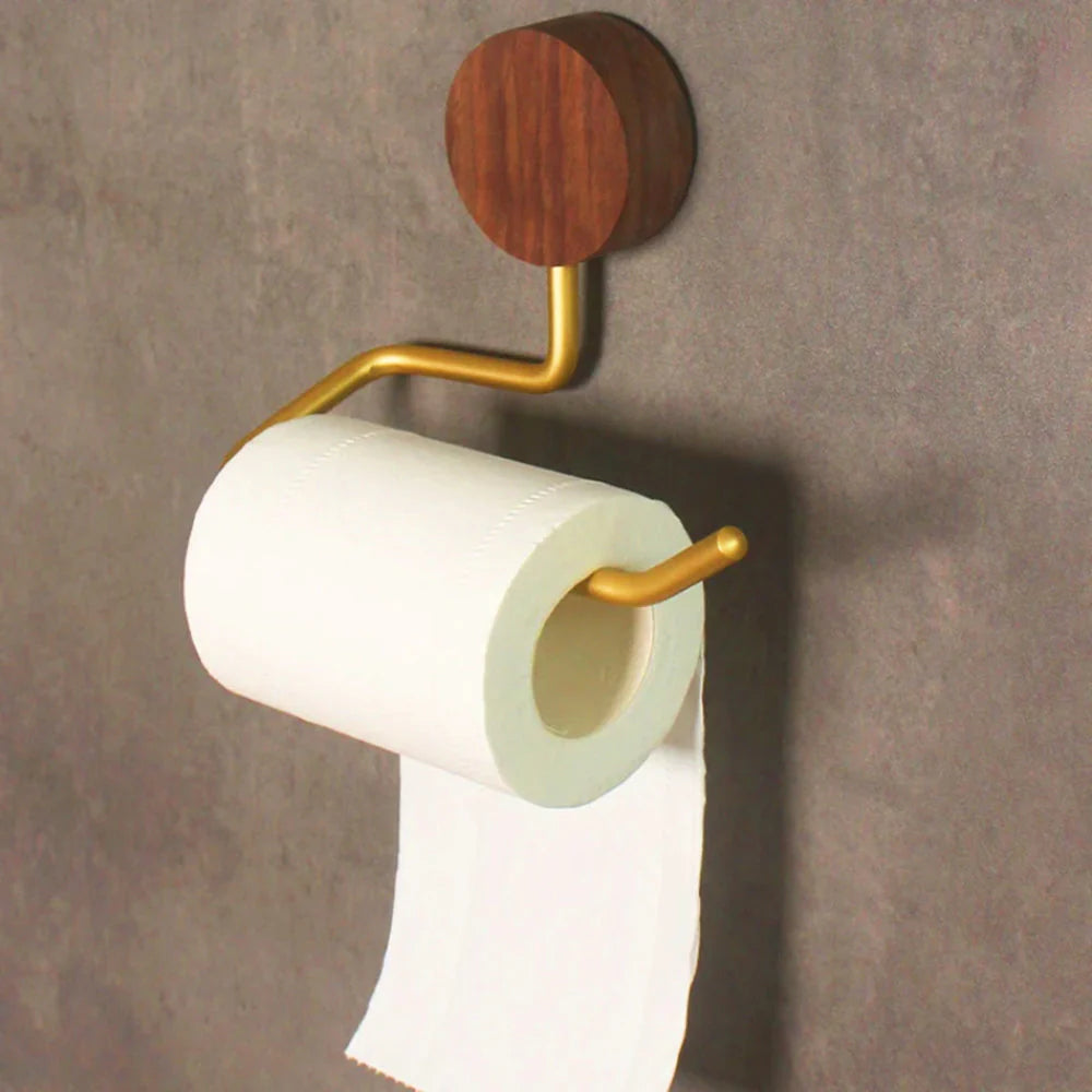 Metal Toilet Paper Holder with Wood Accents