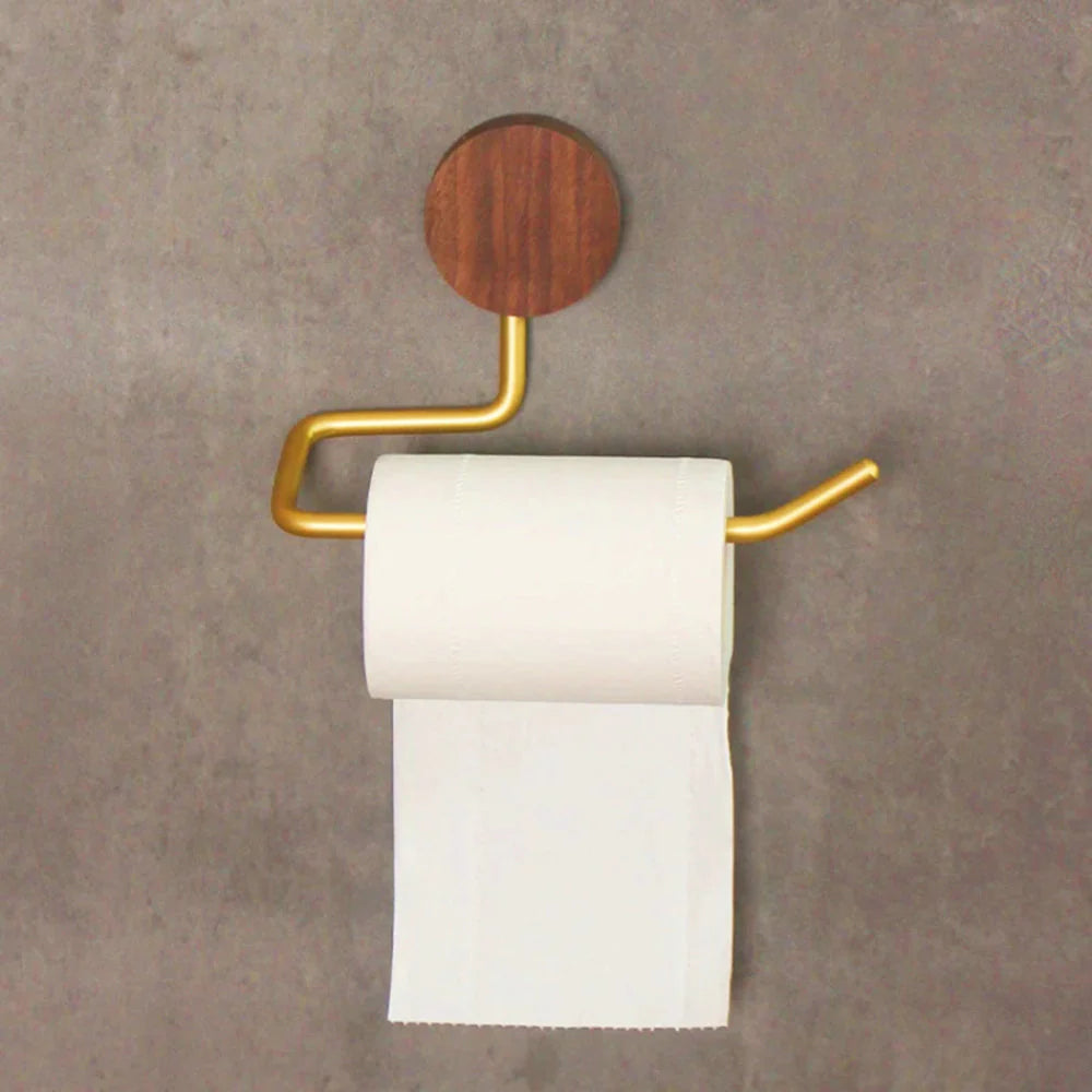 Metal Toilet Paper Holder with Wood Accents