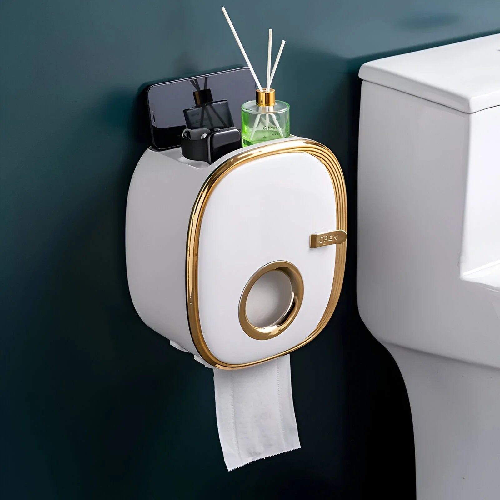 Wall-Mounted Toilet Paper Holder with Shelf