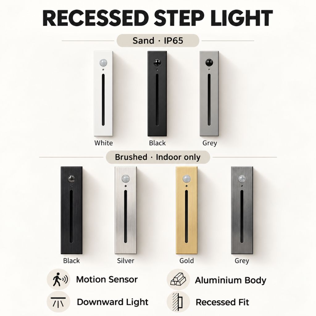 Slim Aluminium Recessed LED Step Light with Motion Sensor
