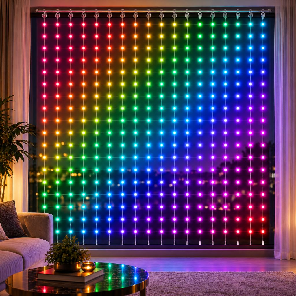 Smart RGB LED Curtain Lights with App Control and Music Sync