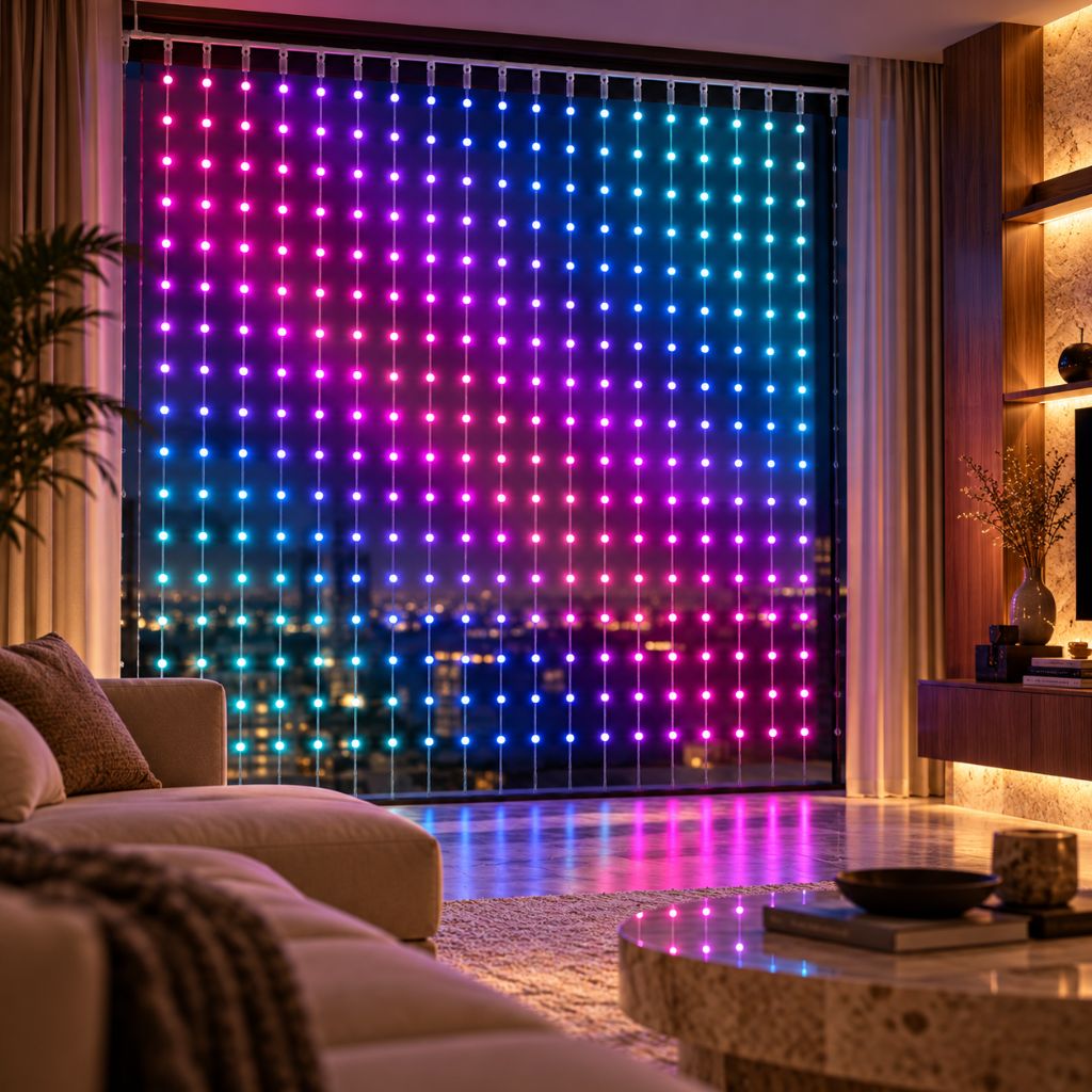 Smart RGB LED Curtain Lights with App Control and Music Sync
