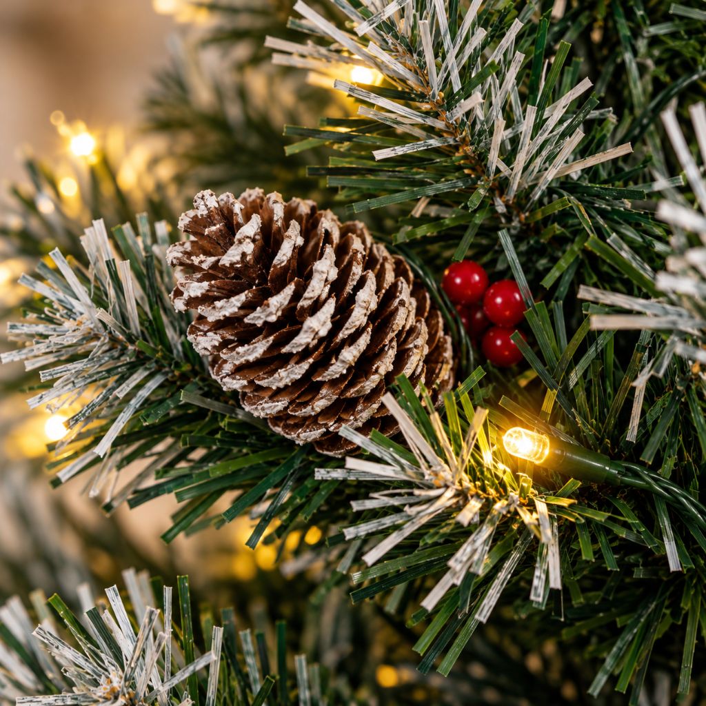 Snow-Tipped Tabletop Christmas Tree with Pinecones