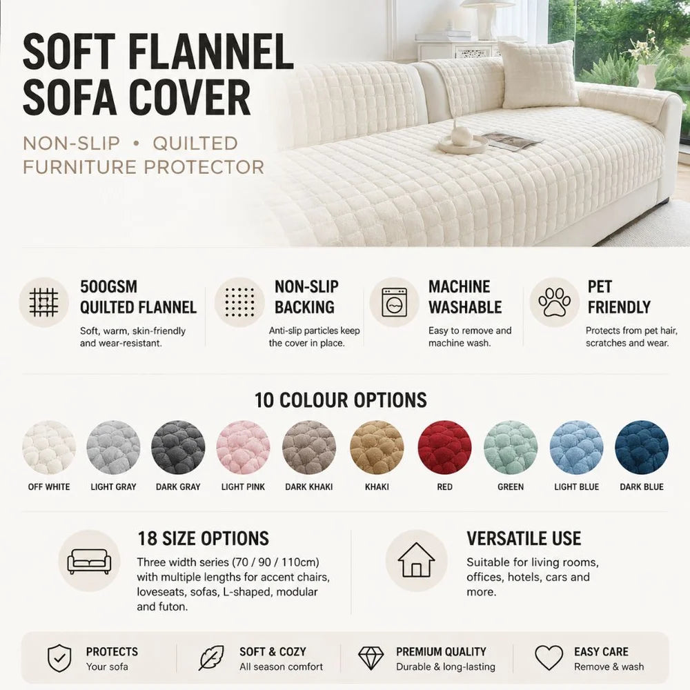 Soft flannel sofa cover non-slip quilted furniture protector - view 4