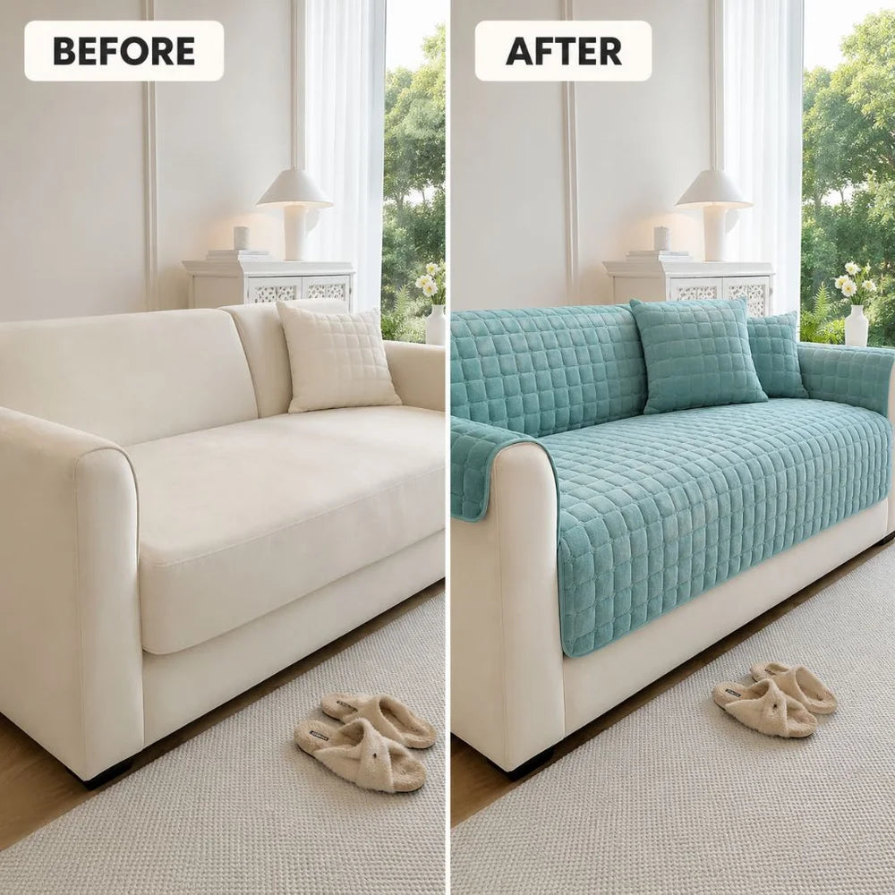 Soft flannel sofa cover non-slip quilted furniture protector - view 5