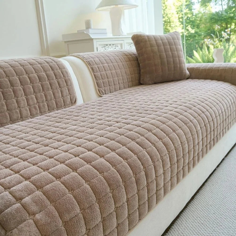 Soft flannel sofa cover non-slip quilted furniture protector - view 11