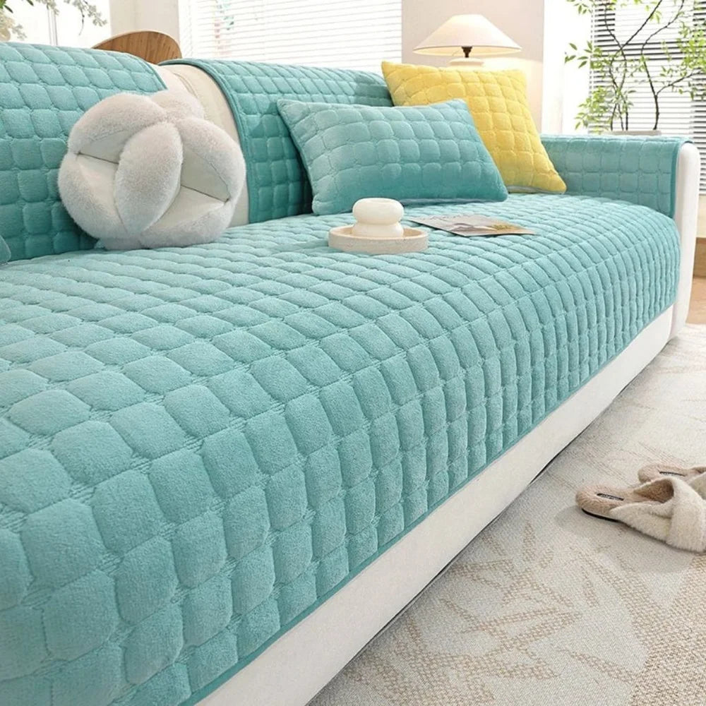 Soft flannel sofa cover non-slip quilted furniture protector - view 14