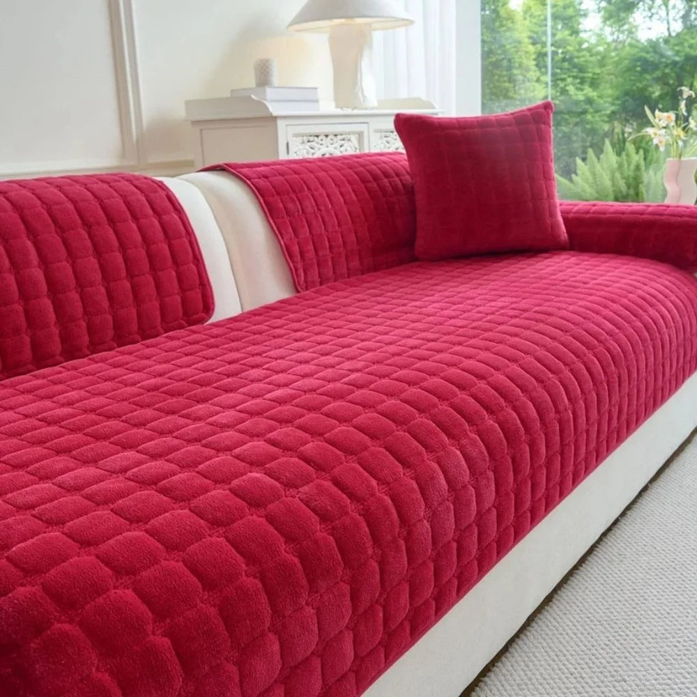 Soft flannel sofa cover non-slip quilted furniture protector - view 15
