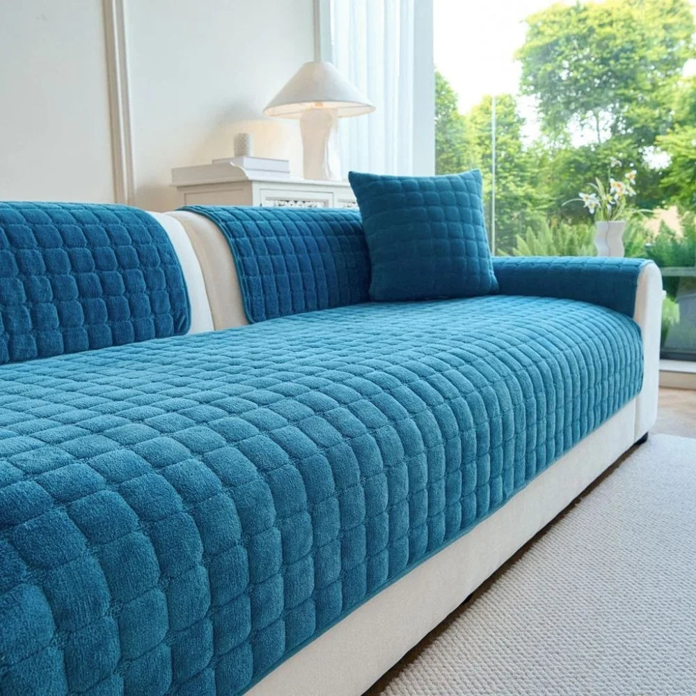 Soft flannel sofa cover non-slip quilted furniture protector - view 16