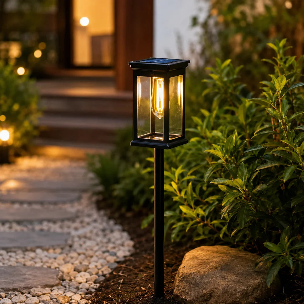 Solar garden pathway post light weather-resistant set