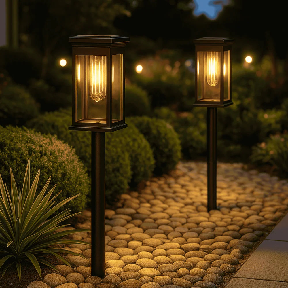 Solar garden pathway post light weather-resistant set - view 2