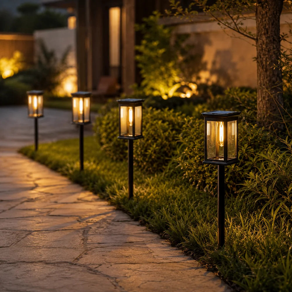 Solar garden pathway post light weather-resistant set - view 7