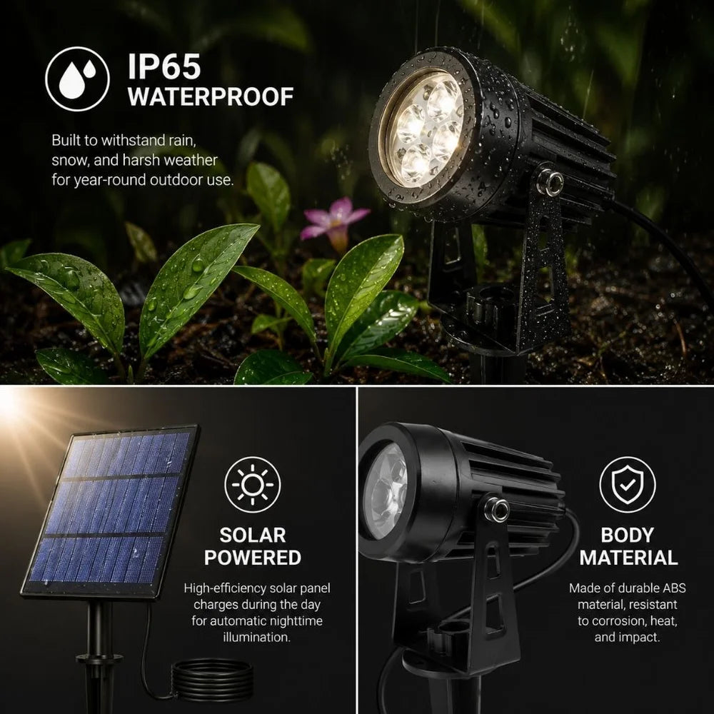 Solar garden spotlights - 4-pack ip65 waterproof led light – view 5