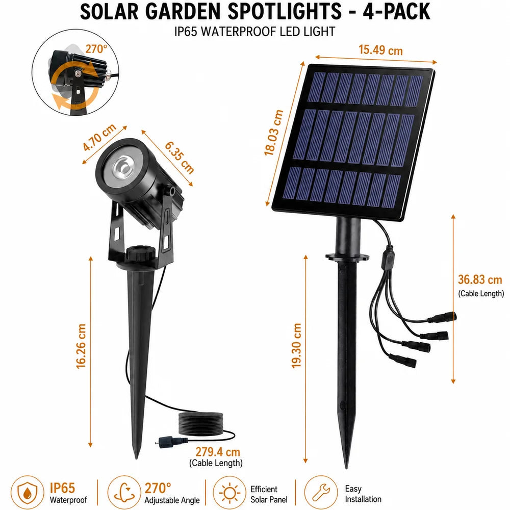 Solar garden spotlights - 4-pack ip65 waterproof led light – view 13