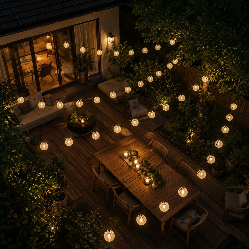 Solar Lantern String Lights IP65 Waterproof Outdoor Garden Patio Decor