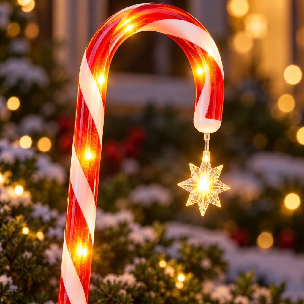 Solar LED Candy Cane Christmas Pathway Lights IP65