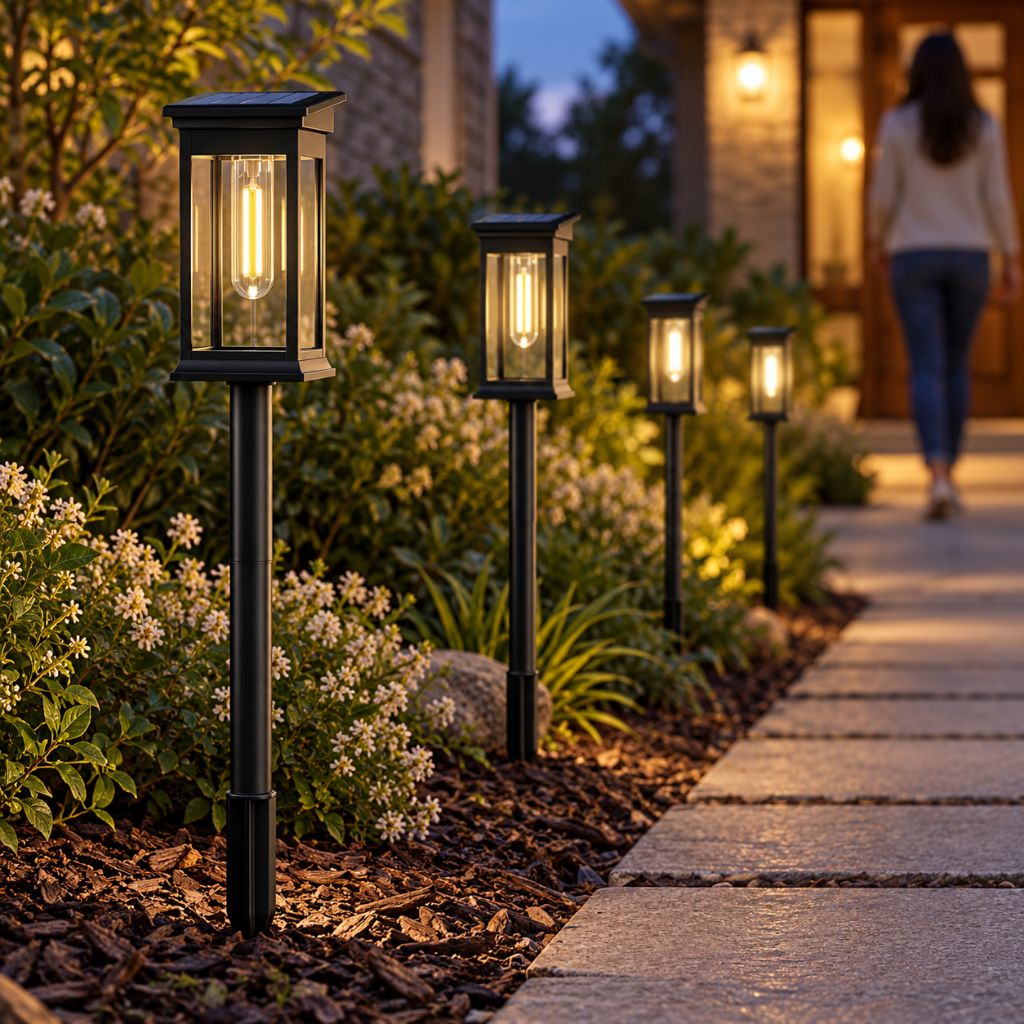 Solar LED Lantern Pathway Lights IP65 with Auto On/Off
