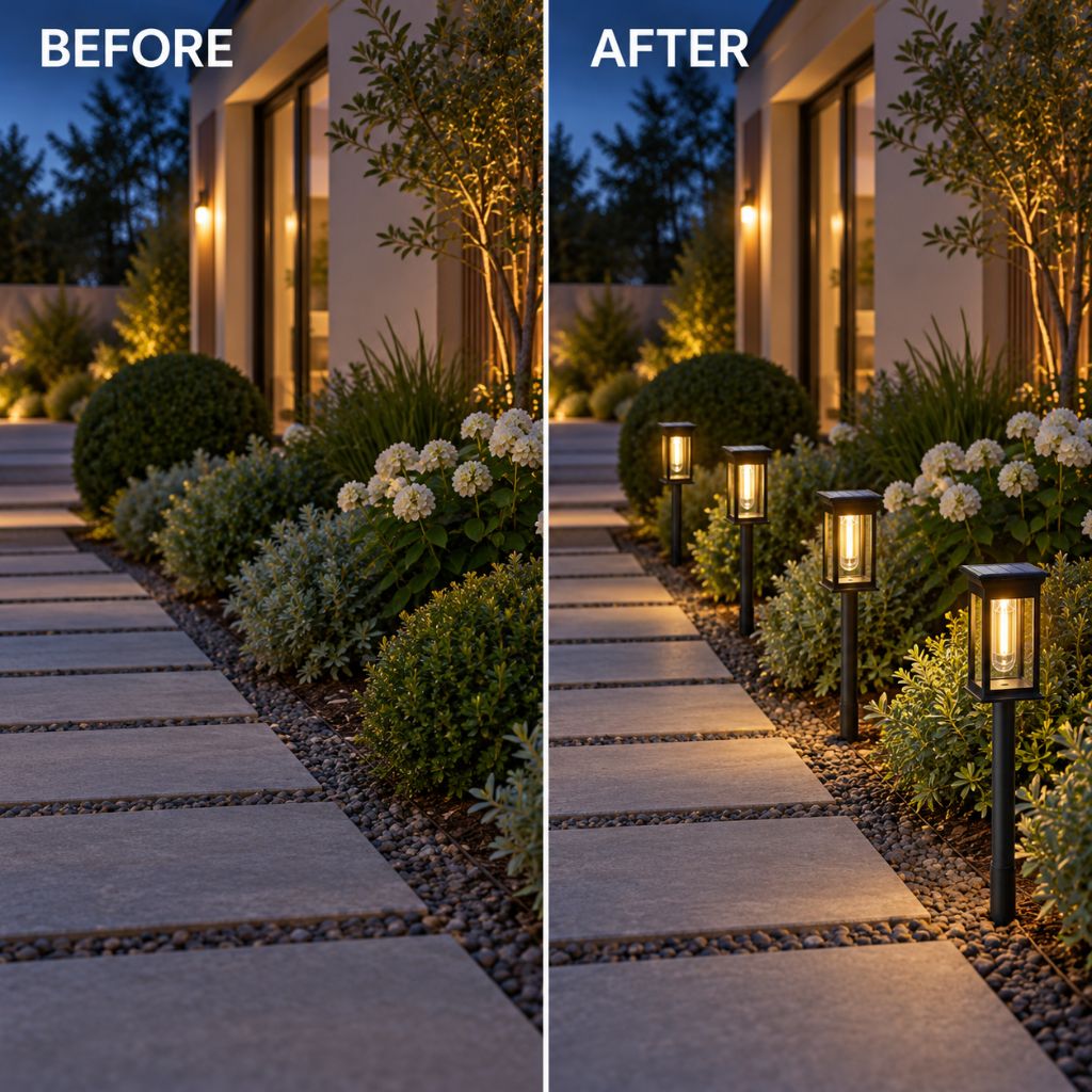 Solar LED Lantern Pathway Lights IP65 with Auto On/Off