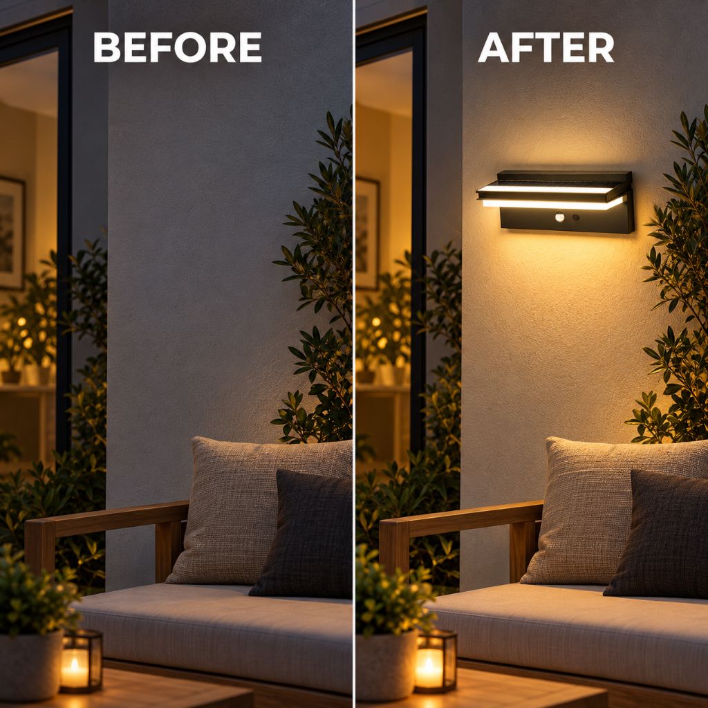 Solar LED Outdoor Wall Light with Motion Sensor and 4 Modes
