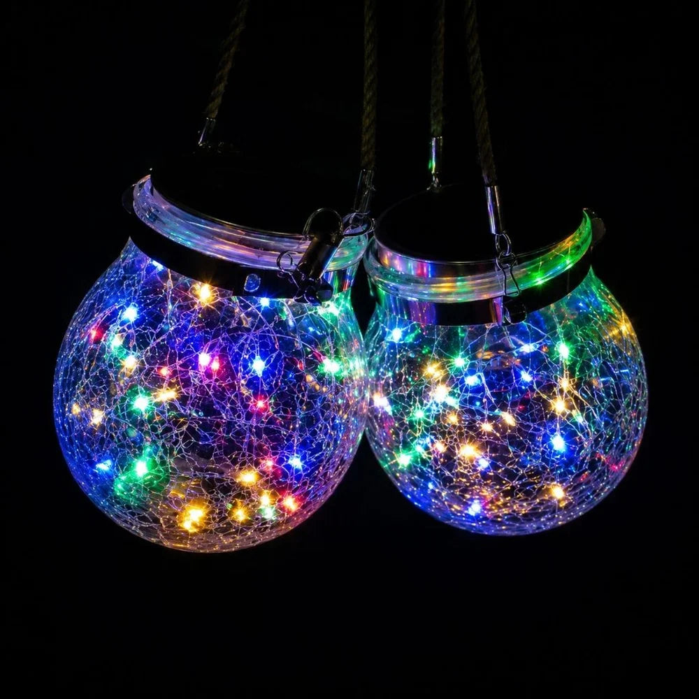 Solar outdoor hanging lamp ip65 waterproof cracked glass jar – view 10
