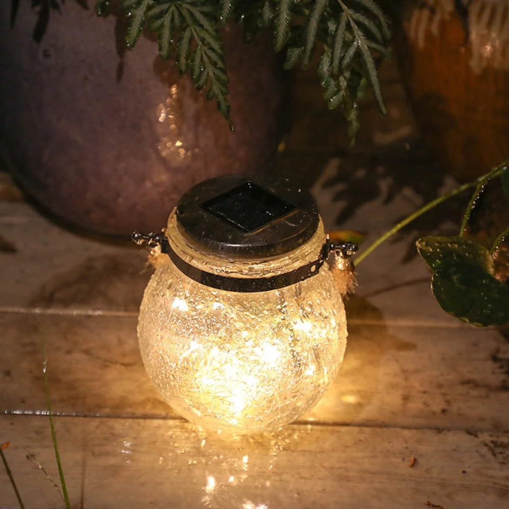 Solar outdoor hanging lamp ip65 waterproof cracked glass jar – view 14