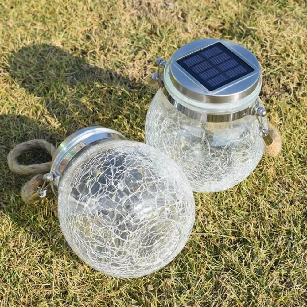 Solar outdoor hanging lamp ip65 waterproof cracked glass jar – view 19