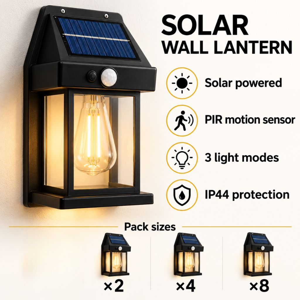 Solar PIR Motion Sensor Outdoor Wall Lantern