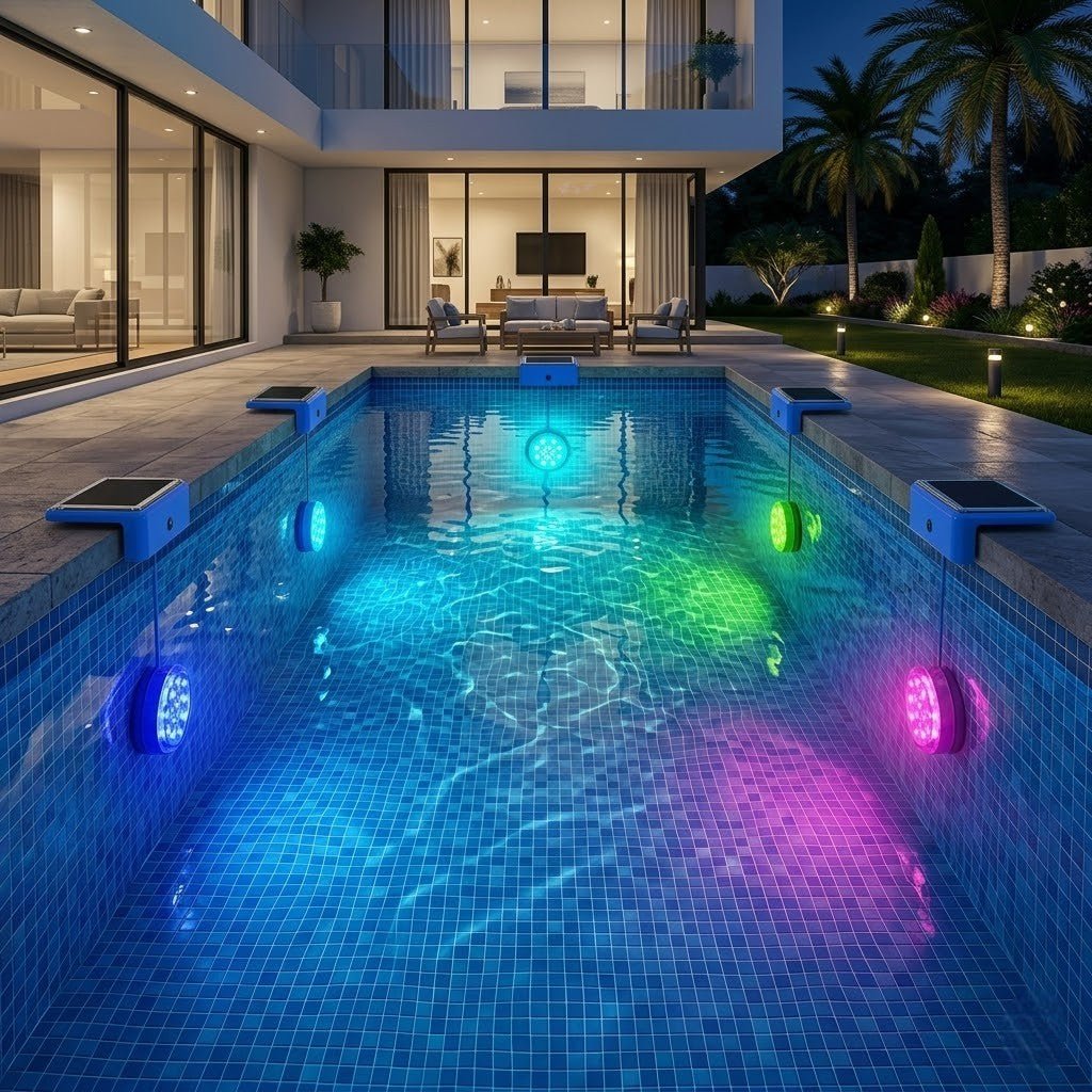 Solar Pool Underwater Light IP68 Waterproof RGB Submersible LED - Lattea Global