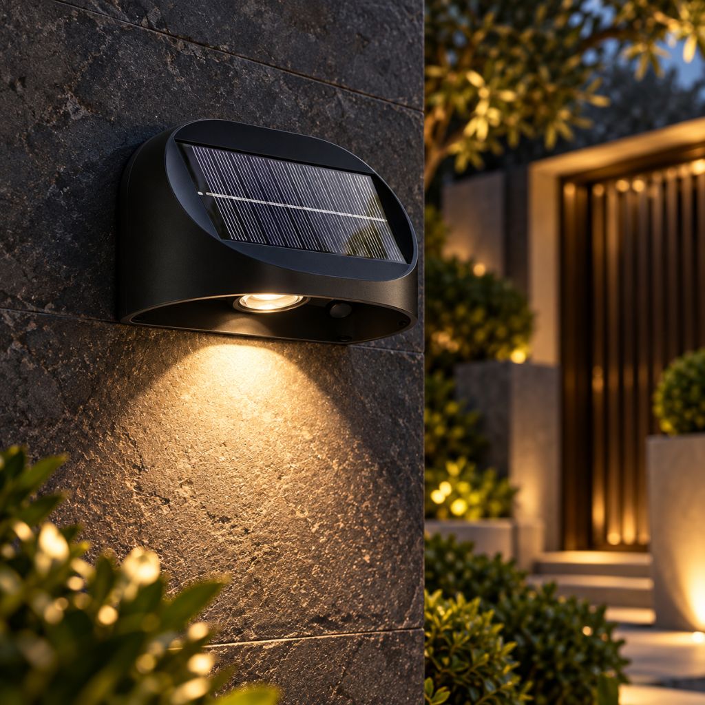 Solar RGB LED Outdoor Wall Light with 10 Lighting Modes IP65