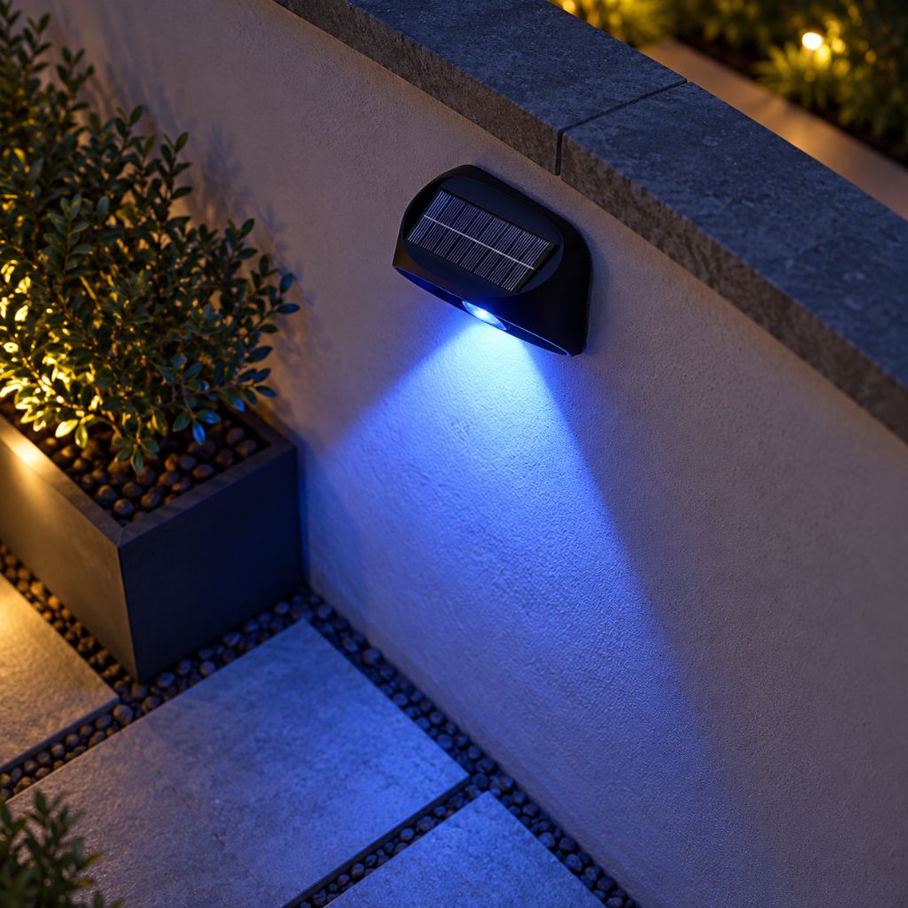 Solar RGB LED Outdoor Wall Light with 10 Lighting Modes IP65