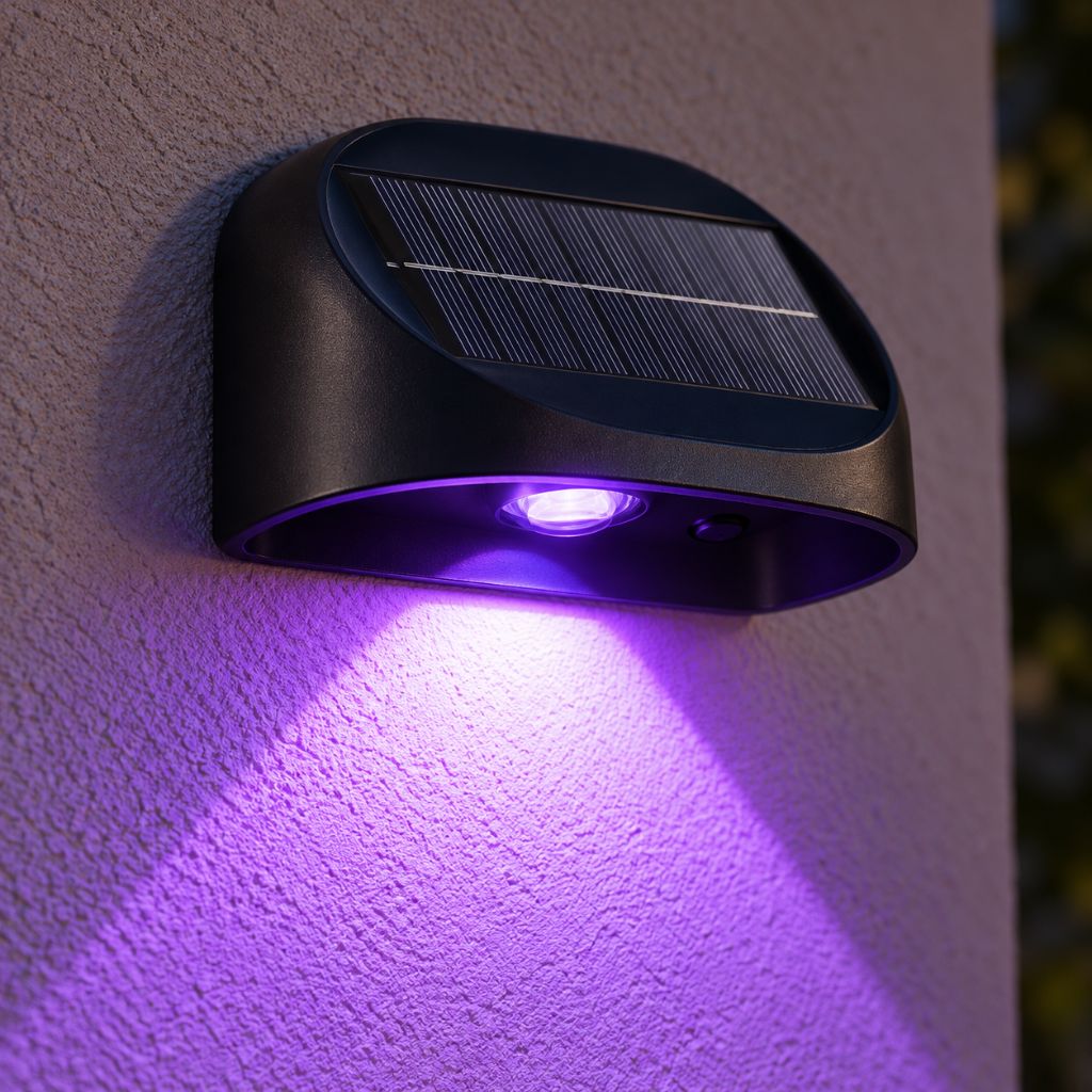 Solar RGB LED Outdoor Wall Light with 10 Lighting Modes IP65