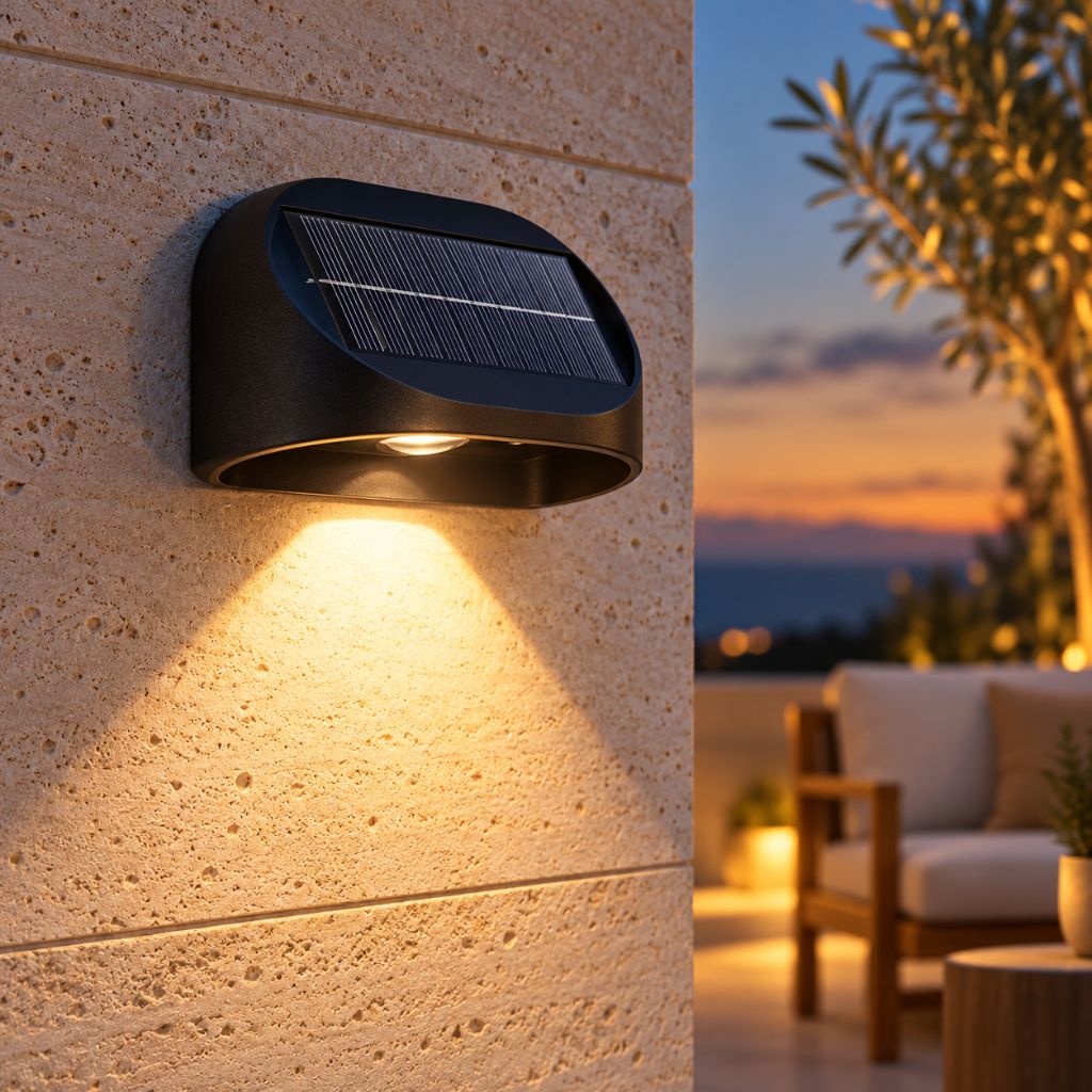 Solar RGB LED Outdoor Wall Light with 10 Lighting Modes IP65