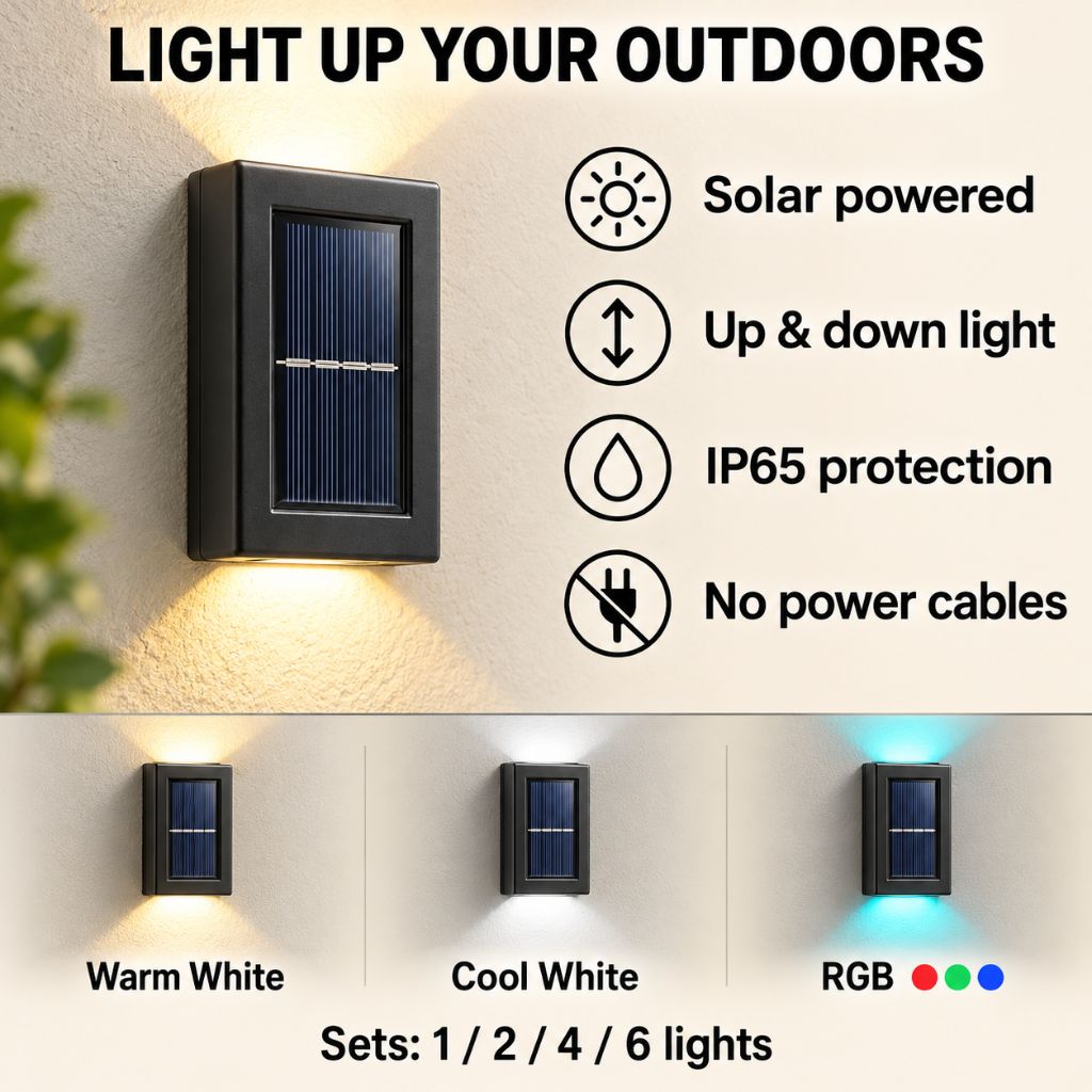 Solar Up and Down LED Outdoor Wall Lights IP65