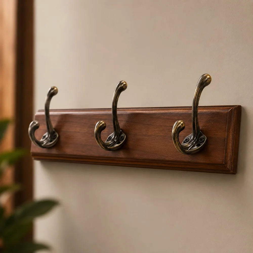 Solid wood wall coats and hats rack with hooks hallway storage