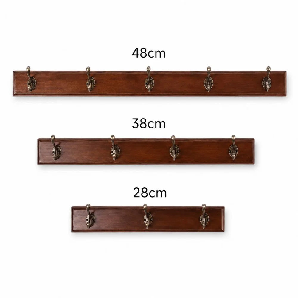 Solid wood wall coats and hats rack with hooks hallway storage - view 8