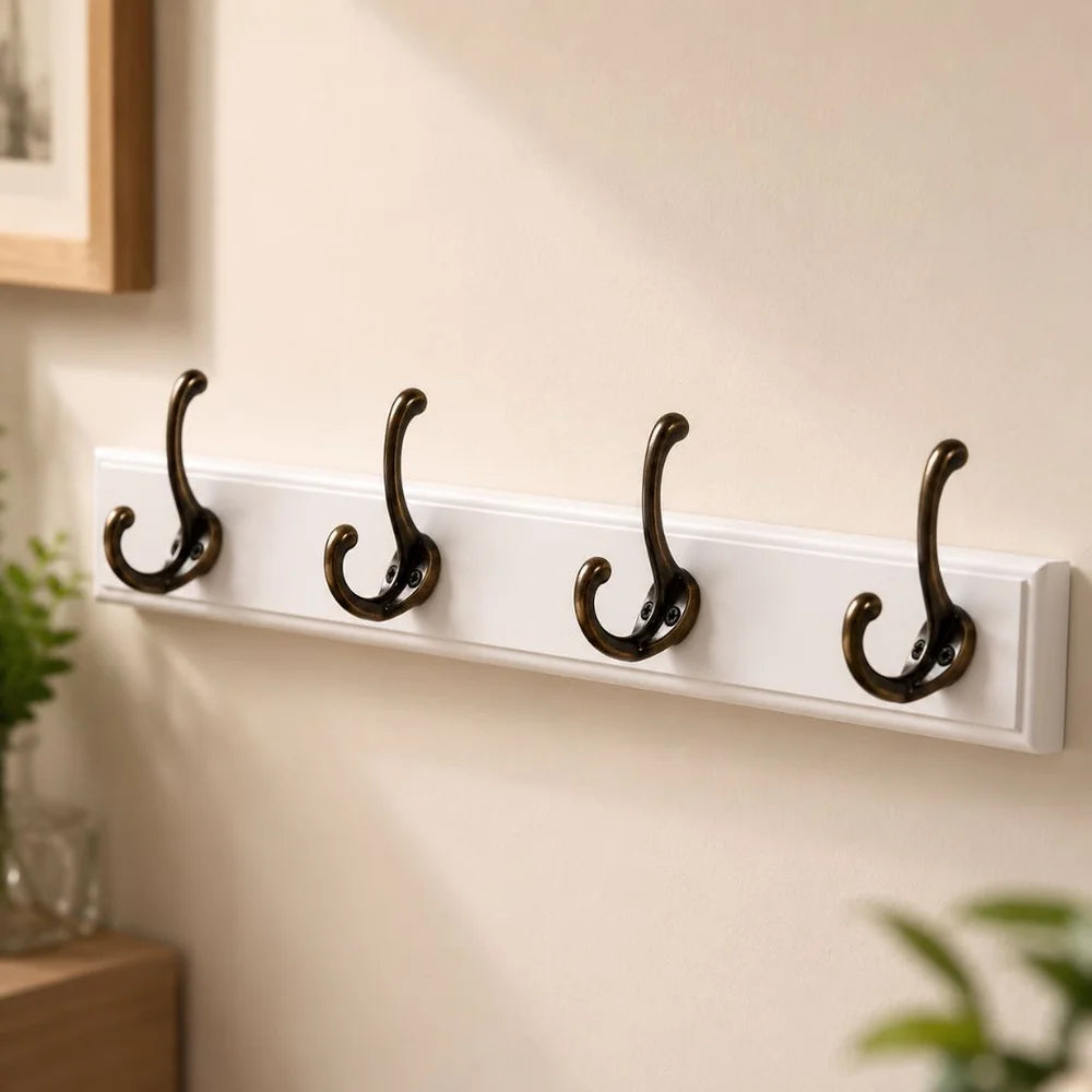 Solid wood wall coats and hats rack with hooks hallway storage - view 11