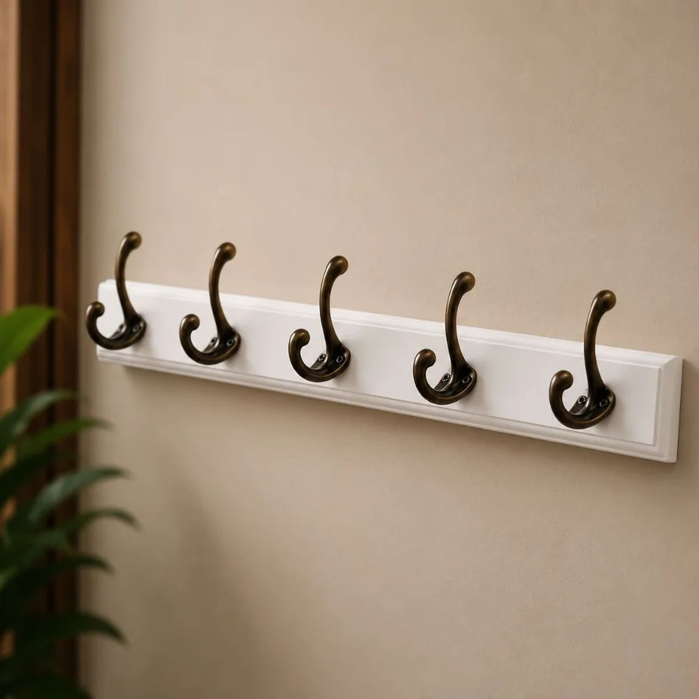 Solid wood wall coats and hats rack with hooks hallway storage - view 12