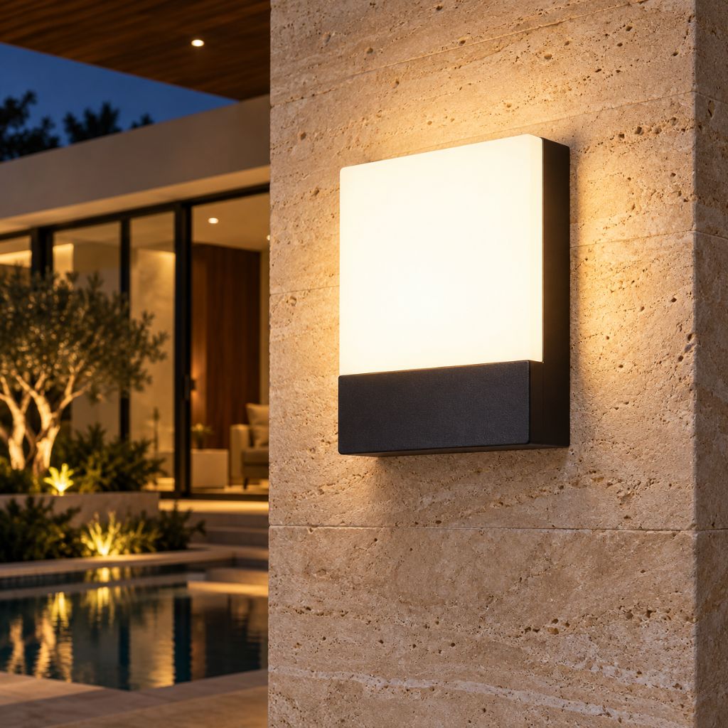 Square IP65 LED Outdoor Wall Light with PC Diffuser