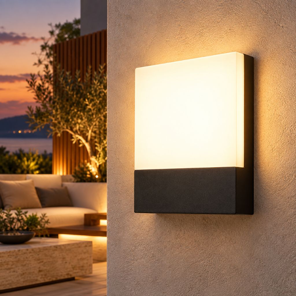 Square IP65 LED Outdoor Wall Light with PC Diffuser