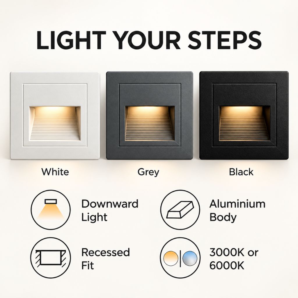 Square Recessed LED Stair Light with Aluminium Frame