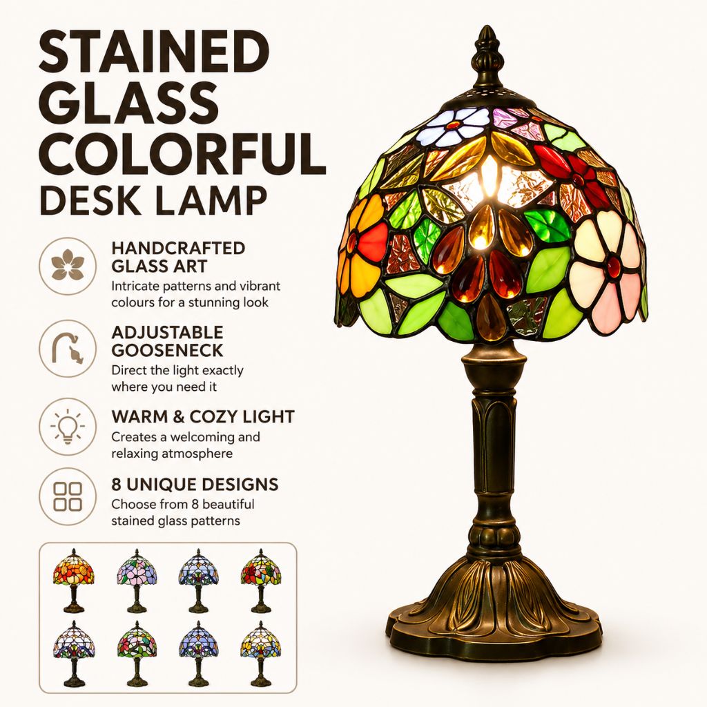 Stained Glass Colorful Desk Lamp