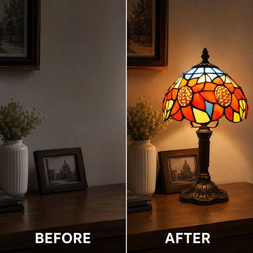Stained Glass Colorful Desk Lamp